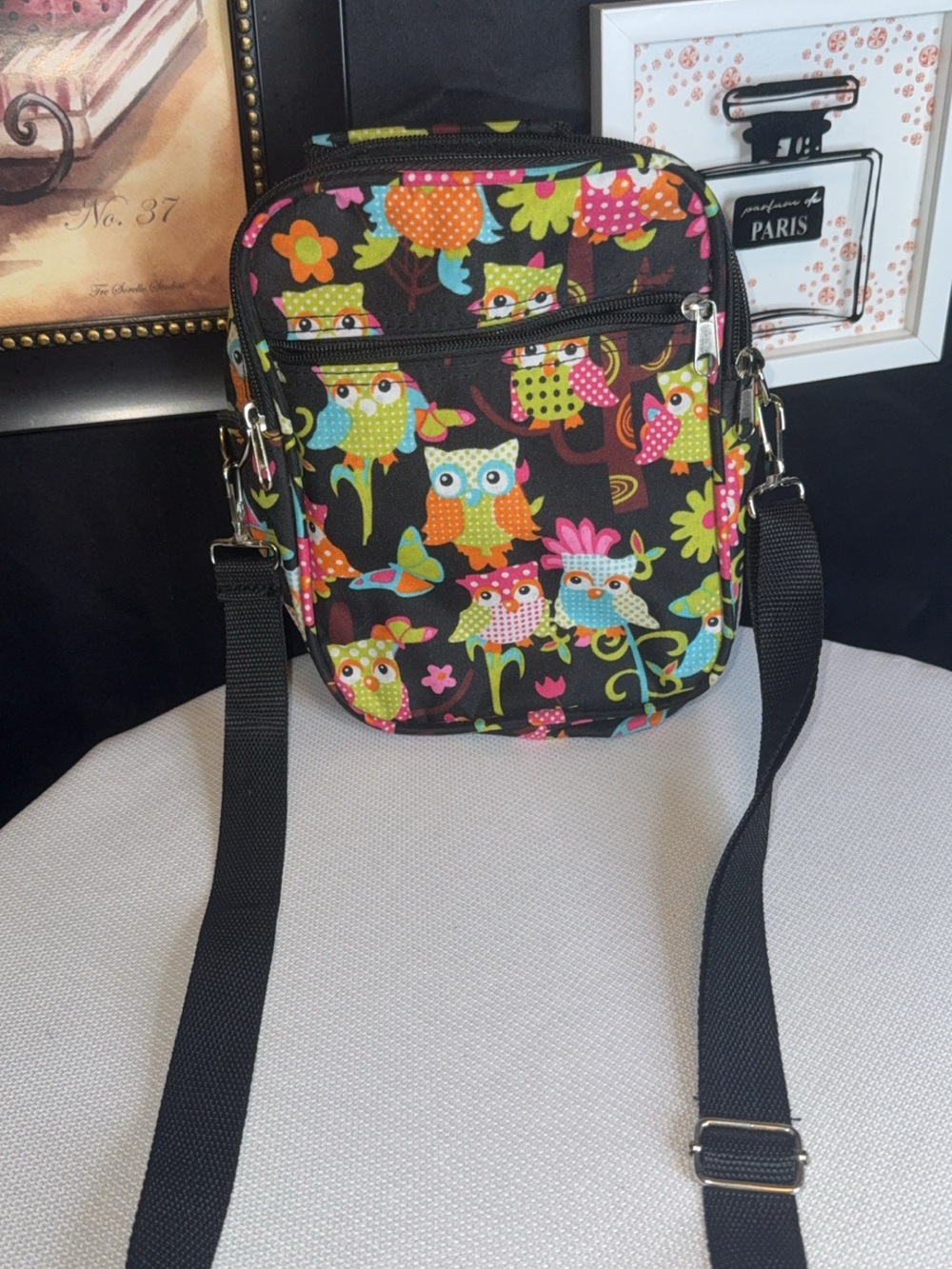 Colorful Owl-Print Shoulder Bag-NWT